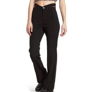 Elodie Super High Waist Cut Out Flare Leg Pants Black Women’s Size M